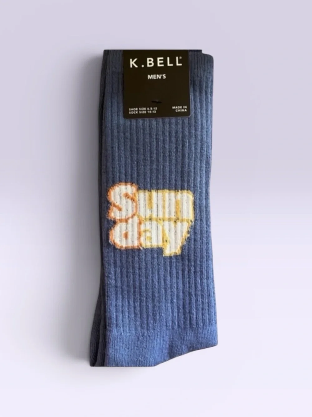 K. Bell Sunday Blue Cotton Preppy Crew Socks NwT